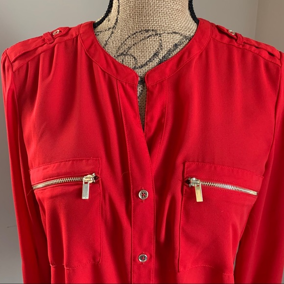 Red & Gold Button down - Picture 2 of 5